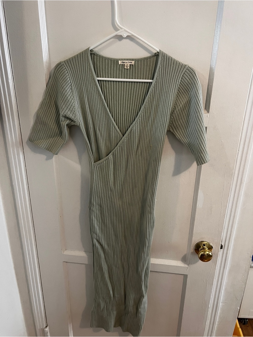 Knit/Sweater Sage Ribbed Wrap Midi Dress
